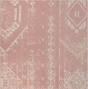 Pink 13' 1 x 13' 1 Outdoor Bohemian Square Area Rug Weather Resistant for Patio, Deck, Terrace, Balcony, Porch 100% Polypropylene Boho Carpet Mat for Sale at Rug Engine