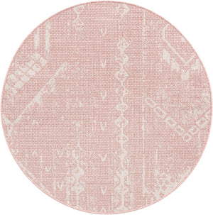 Pink 4' 1 x 4' 1 Outdoor Bohemian Round Area Rug Weather Resistant for Patio, Deck, Terrace, Balcony, Porch 100% Polypropylene Boho Carpet Mat for Sale at Rug Engine