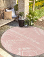 Pink 10' 8 x 10' 8 Outdoor Bohemian Round Area Rug Weather Resistant for Patio, Deck, Terrace, Balcony, Porch 100% Polypropylene Boho Carpet Mat for Sale at Rug Engine