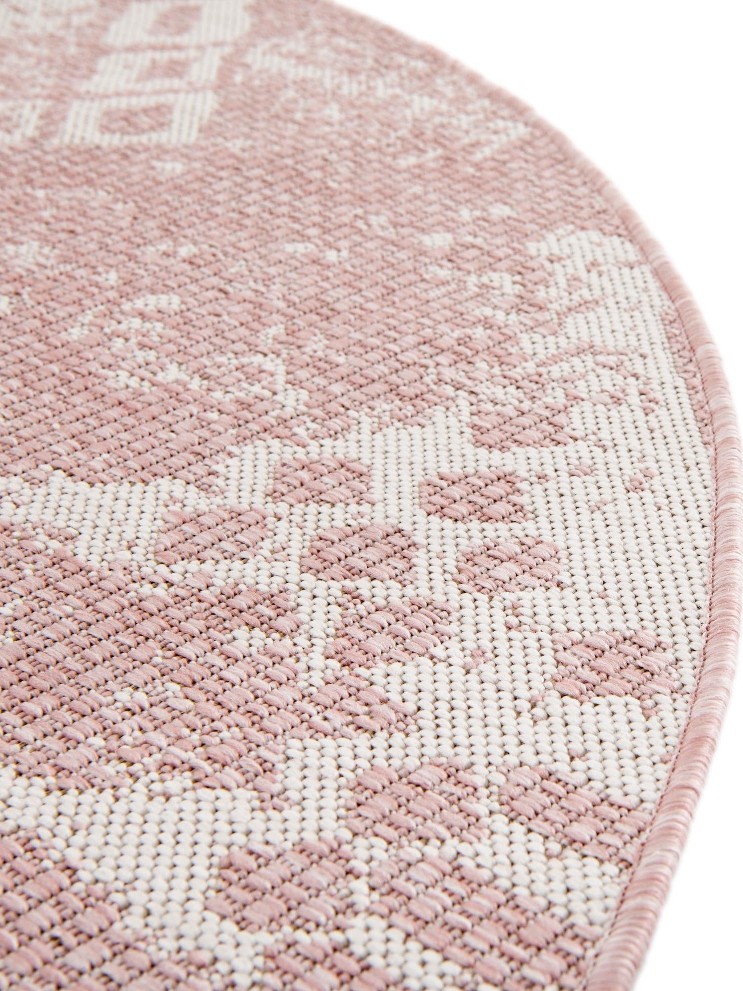 Pink 6' 1 x 6' 1 Outdoor Bohemian Round Area Rug Weather Resistant for Patio, Deck, Terrace, Balcony, Porch 100% Polypropylene Boho Carpet Mat for Sale at Rug Engine
