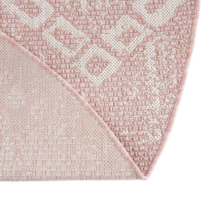 Pink 3' 1 x 3' 1 Outdoor Bohemian Round Area Rug Weather Resistant for Patio, Deck, Terrace, Balcony, Porch 100% Polypropylene Boho Carpet Mat for Sale at Rug Engine