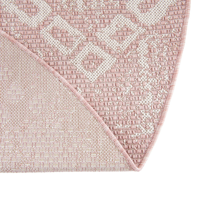 Pink 6' 1 x 6' 1 Outdoor Bohemian Round Area Rug Weather Resistant for Patio, Deck, Terrace, Balcony, Porch 100% Polypropylene Boho Carpet Mat for Sale at Rug Engine