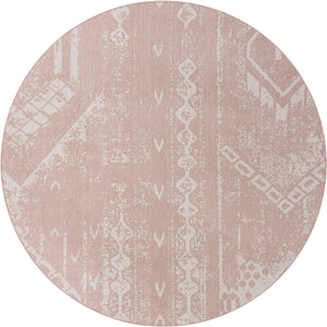Pink 10' 8 x 10' 8 Outdoor Bohemian Round Area Rug Weather Resistant for Patio, Deck, Terrace, Balcony, Porch 100% Polypropylene Boho Carpet Mat for Sale at Rug Engine