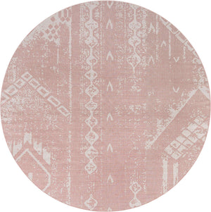 Pink 13' 1 x 13' 1 Outdoor Bohemian Round Area Rug Weather Resistant for Patio, Deck, Terrace, Balcony, Porch 100% Polypropylene Boho Carpet Mat for Sale at Rug Engine