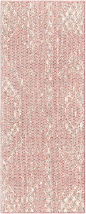 Pink 2' x 5' 3 Outdoor Bohemian Runner Area Rug Weather Resistant for Patio, Deck, Terrace, Balcony, Porch 100% Polypropylene Boho Carpet Mat for Sale at Rug Engine