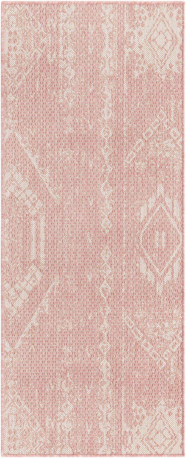 Pink 2' x 5' 3 Outdoor Bohemian Runner Area Rug Weather Resistant for Patio, Deck, Terrace, Balcony, Porch 100% Polypropylene Boho Carpet Mat for Sale at Rug Engine
