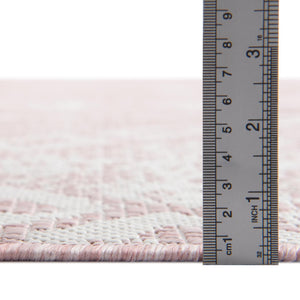 Pink 3' 3 x 14' 1 Outdoor Bohemian Runner Area Rug Weather Resistant for Patio, Deck, Terrace, Balcony, Porch 100% Polypropylene Boho Carpet Mat for Sale at Rug Engine