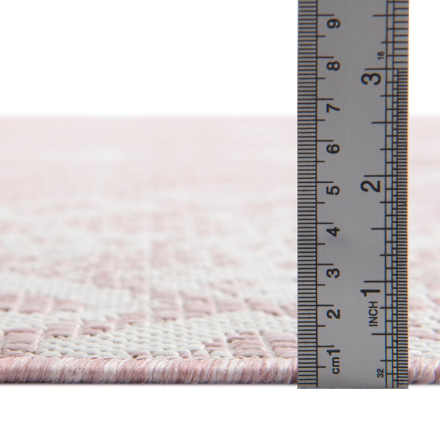 Pink 3' 3 x 14' 1 Outdoor Bohemian Runner Area Rug Weather Resistant for Patio, Deck, Terrace, Balcony, Porch 100% Polypropylene Boho Carpet Mat for Sale at Rug Engine