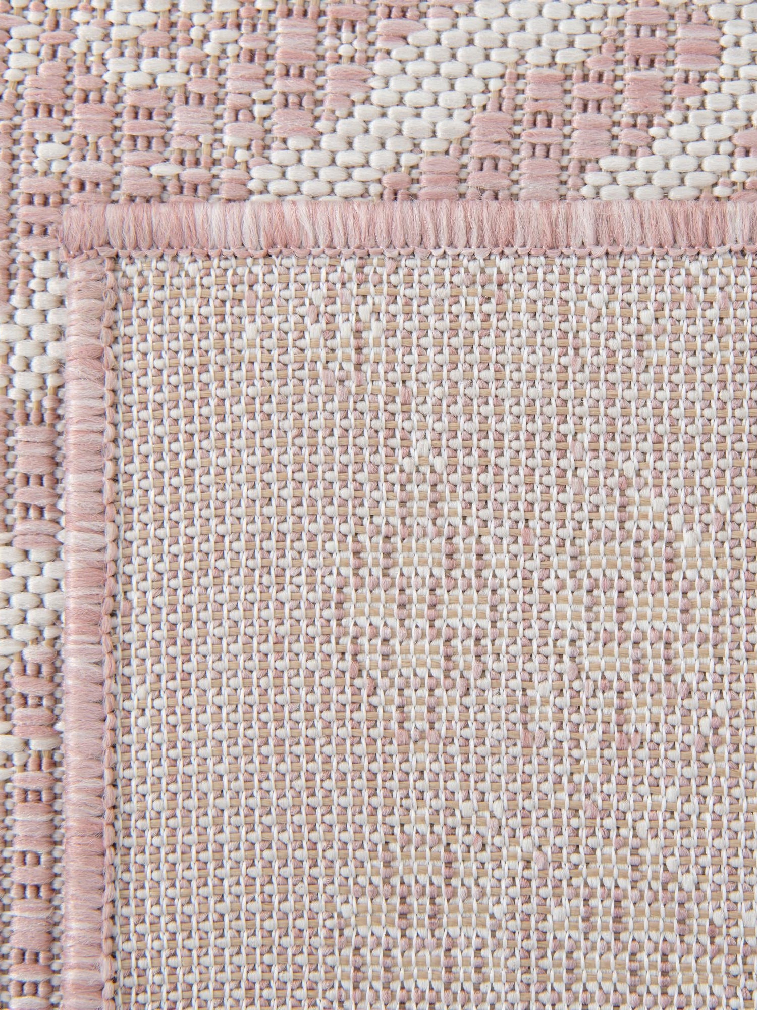 Pink 2' x 8' Outdoor Bohemian Runner Area Rug Weather Resistant for Patio, Deck, Terrace, Balcony, Porch 100% Polypropylene Boho Carpet Mat for Sale at Rug Engine