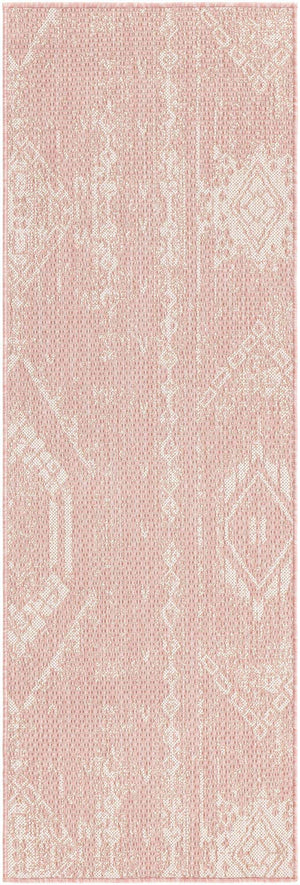 Pink 2' x 6' 1 Outdoor Bohemian Runner Area Rug Weather Resistant for Patio, Deck, Terrace, Balcony, Porch 100% Polypropylene Boho Carpet Mat for Sale at Rug Engine