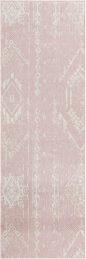 Pink 2' x 8' Outdoor Bohemian Runner Area Rug Weather Resistant for Patio, Deck, Terrace, Balcony, Porch 100% Polypropylene Boho Carpet Mat for Sale at Rug Engine