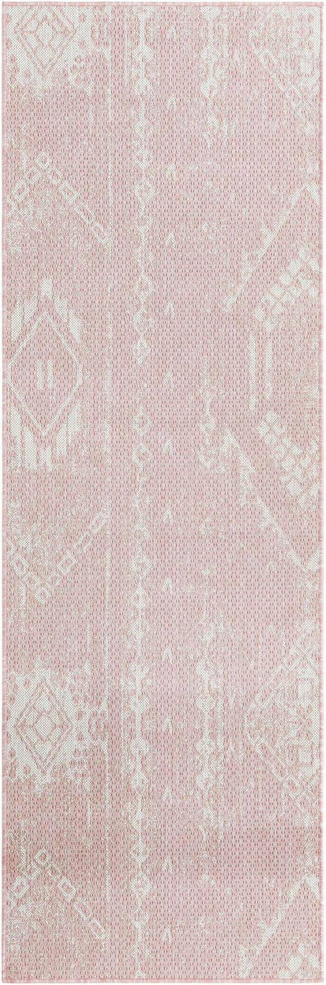 Pink 2' x 8' Outdoor Bohemian Runner Area Rug Weather Resistant for Patio, Deck, Terrace, Balcony, Porch 100% Polypropylene Boho Carpet Mat for Sale at Rug Engine