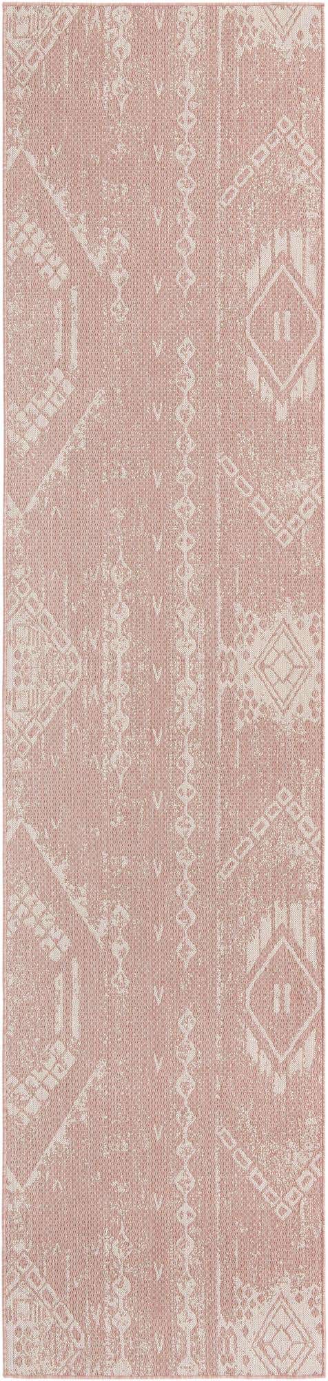 Pink 3' 3 x 14' 1 Outdoor Bohemian Runner Area Rug Weather Resistant for Patio, Deck, Terrace, Balcony, Porch 100% Polypropylene Boho Carpet Mat for Sale at Rug Engine