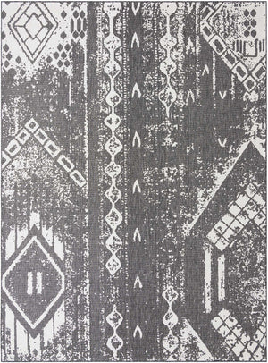 Charcoal Gray 10' x 13' 1 Outdoor Bohemian Rectangle Area Rug Weather Resistant for Patio, Deck, Terrace, Balcony, Porch 100% Polypropylene Boho Carpet Mat for Sale at Rug Engine