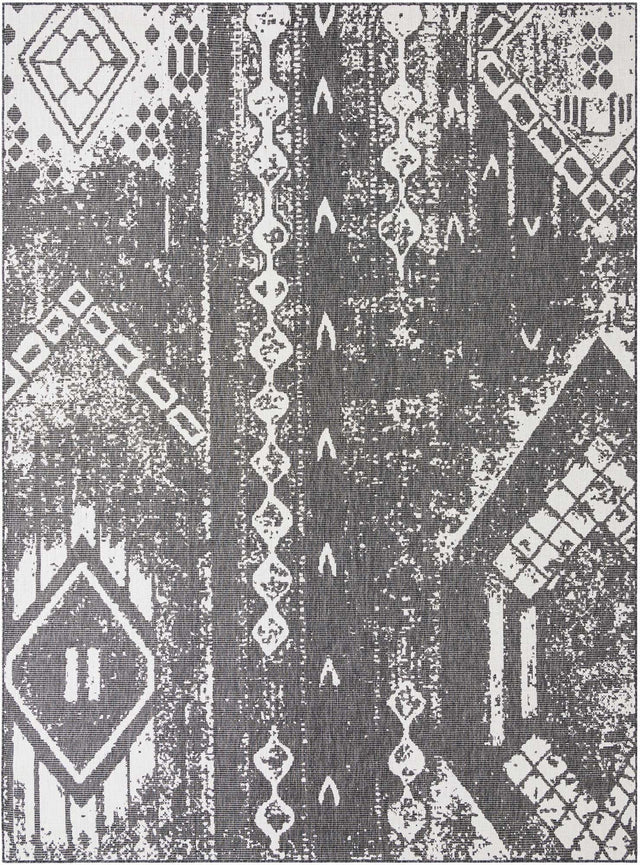 Charcoal Gray 10' x 13' 1 Outdoor Bohemian Rectangle Area Rug Weather Resistant for Patio, Deck, Terrace, Balcony, Porch 100% Polypropylene Boho Carpet Mat for Sale at Rug Engine
