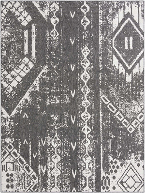Charcoal Gray 9' x 12' Outdoor Bohemian Rectangle Area Rug Weather Resistant for Patio, Deck, Terrace, Balcony, Porch 100% Polypropylene Boho Carpet Mat for Sale at Rug Engine