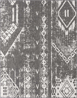 Charcoal Gray 7' 10 x 10' Outdoor Bohemian Rectangle Area Rug Weather Resistant for Patio, Deck, Terrace, Balcony, Porch 100% Polypropylene Boho Carpet Mat for Sale at Rug Engine