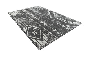 Charcoal Gray 6' 1 x 9' Outdoor Bohemian Rectangle Area Rug Weather Resistant for Patio, Deck, Terrace, Balcony, Porch 100% Polypropylene Boho Carpet Mat for Sale at Rug Engine