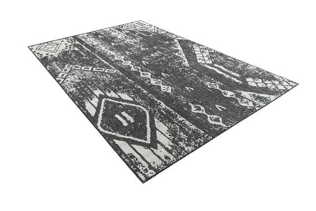 Charcoal Gray 6' 1 x 9' Outdoor Bohemian Rectangle Area Rug Weather Resistant for Patio, Deck, Terrace, Balcony, Porch 100% Polypropylene Boho Carpet Mat for Sale at Rug Engine