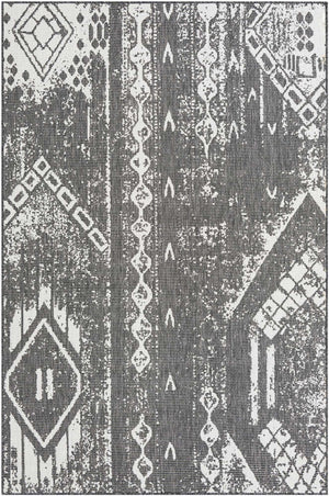 Charcoal Gray 6' 1 x 9' Outdoor Bohemian Rectangle Area Rug Weather Resistant for Patio, Deck, Terrace, Balcony, Porch 100% Polypropylene Boho Carpet Mat for Sale at Rug Engine