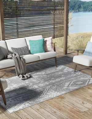 Charcoal Gray 2' x 3' 1 Outdoor Bohemian Rectangle Area Rug Weather Resistant for Patio, Deck, Terrace, Balcony, Porch 100% Polypropylene Boho Carpet Mat for Sale at Rug Engine