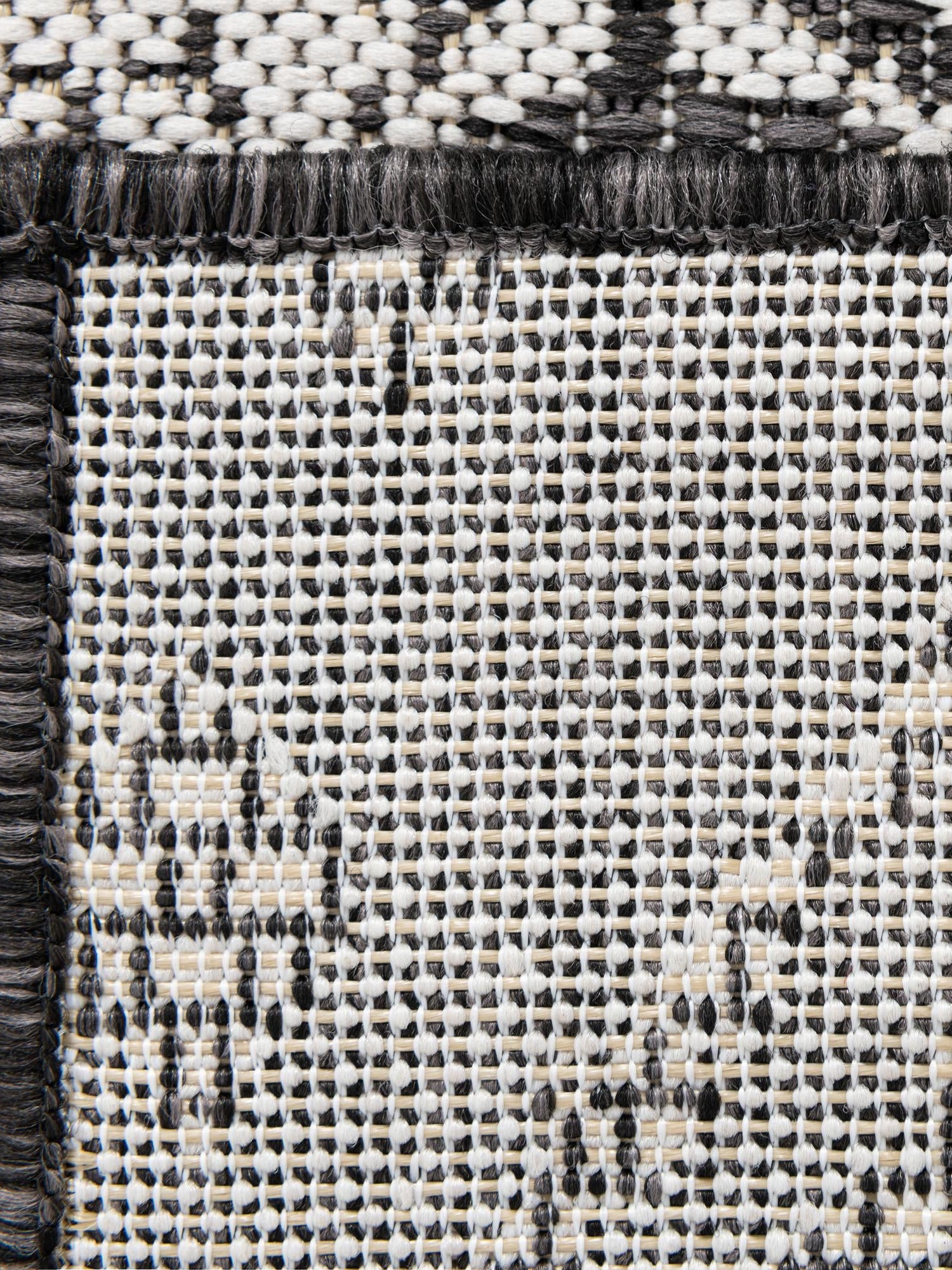 Charcoal Gray 4' 1 x 6' 1 Outdoor Bohemian Rectangle Area Rug Weather Resistant for Patio, Deck, Terrace, Balcony, Porch 100% Polypropylene Boho Carpet Mat for Sale at Rug Engine
