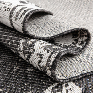 Charcoal Gray 6' 1 x 9' Outdoor Bohemian Rectangle Area Rug Weather Resistant for Patio, Deck, Terrace, Balcony, Porch 100% Polypropylene Boho Carpet Mat for Sale at Rug Engine
