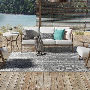 Charcoal Gray 6' 1 x 9' Outdoor Bohemian Rectangle Area Rug Weather Resistant for Patio, Deck, Terrace, Balcony, Porch 100% Polypropylene Boho Carpet Mat for Sale at Rug Engine