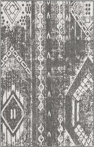 Charcoal Gray 5' 3 x 8' Outdoor Bohemian Rectangle Area Rug Weather Resistant for Patio, Deck, Terrace, Balcony, Porch 100% Polypropylene Boho Carpet Mat for Sale at Rug Engine