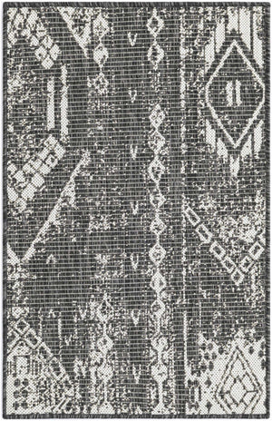 Charcoal Gray 2' x 3' 1 Outdoor Bohemian Rectangle Area Rug Weather Resistant for Patio, Deck, Terrace, Balcony, Porch 100% Polypropylene Boho Carpet Mat for Sale at Rug Engine