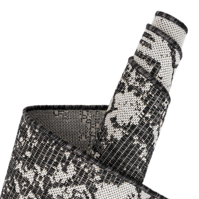 Charcoal Gray 5' 3 x 5' 3 Outdoor Bohemian Square Area Rug Weather Resistant for Patio, Deck, Terrace, Balcony, Porch 100% Polypropylene Boho Carpet Mat for Sale at Rug Engine