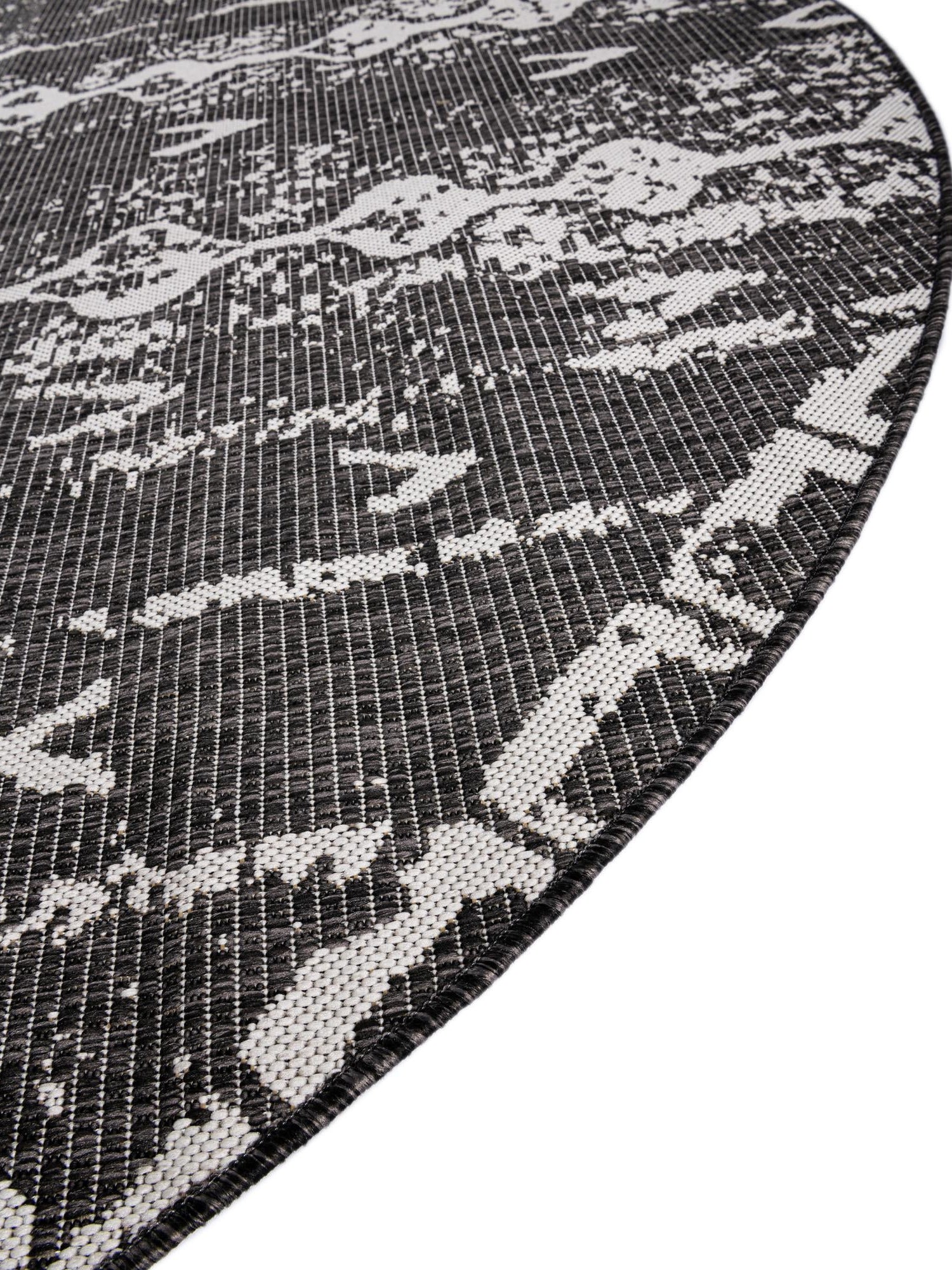 Charcoal Gray 10' 8 x 10' 8 Outdoor Bohemian Round Area Rug Weather Resistant for Patio, Deck, Terrace, Balcony, Porch 100% Polypropylene Boho Carpet Mat for Sale at Rug Engine