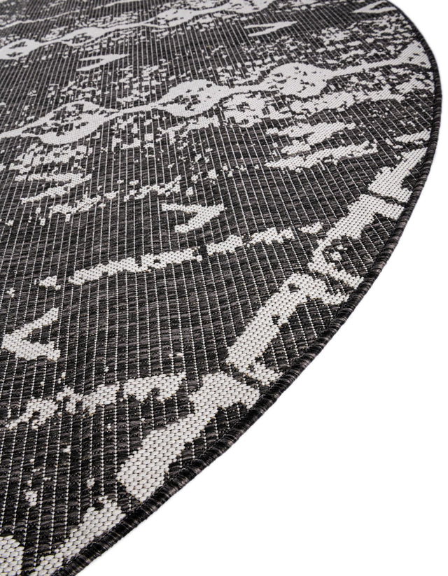 Charcoal Gray 7' 10 x 7' 10 Outdoor Bohemian Round Area Rug Weather Resistant for Patio, Deck, Terrace, Balcony, Porch 100% Polypropylene Boho Carpet Mat for Sale at Rug Engine