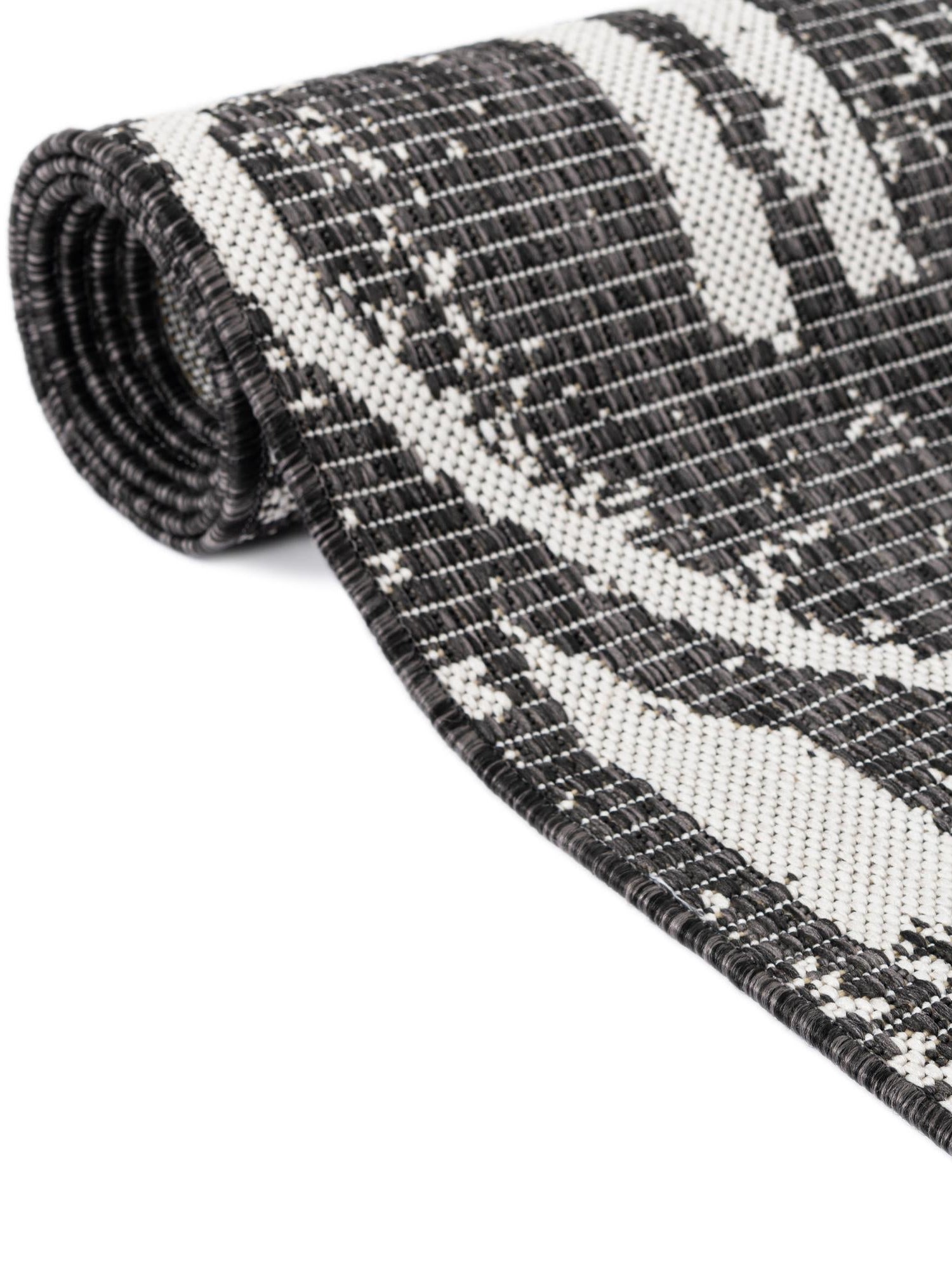 Charcoal Gray 13' 1 x 13' 1 Outdoor Bohemian Round Area Rug Weather Resistant for Patio, Deck, Terrace, Balcony, Porch 100% Polypropylene Boho Carpet Mat for Sale at Rug Engine