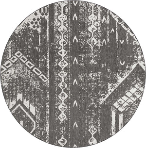 Charcoal Gray 10' 8 x 10' 8 Outdoor Bohemian Round Area Rug Weather Resistant for Patio, Deck, Terrace, Balcony, Porch 100% Polypropylene Boho Carpet Mat for Sale at Rug Engine