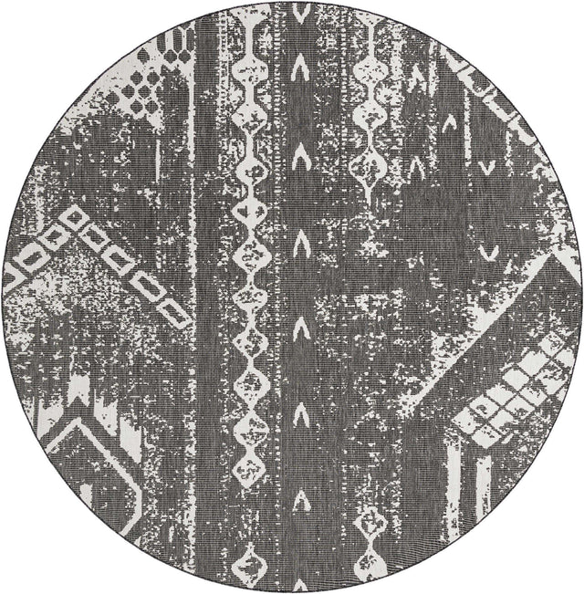 Charcoal Gray 10' 8 x 10' 8 Outdoor Bohemian Round Area Rug Weather Resistant for Patio, Deck, Terrace, Balcony, Porch 100% Polypropylene Boho Carpet Mat for Sale at Rug Engine