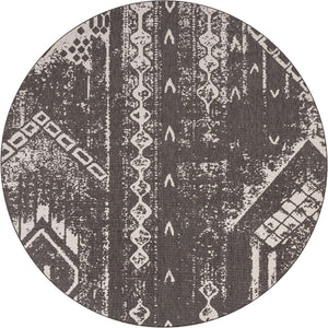 Charcoal Gray 13' 1 x 13' 1 Outdoor Bohemian Round Area Rug Weather Resistant for Patio, Deck, Terrace, Balcony, Porch 100% Polypropylene Boho Carpet Mat for Sale at Rug Engine