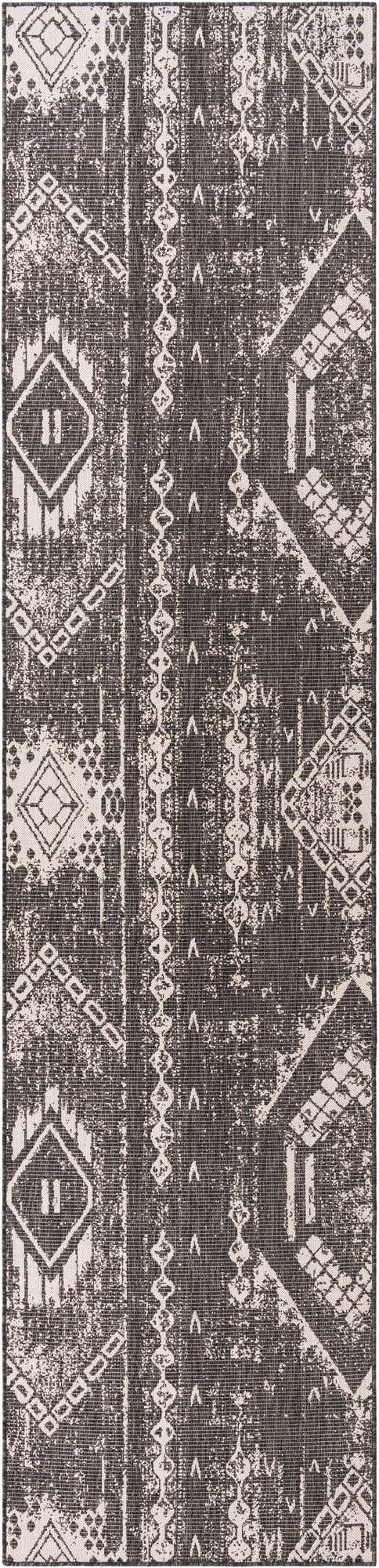 Charcoal Gray 3' 3 x 14' 1 Outdoor Bohemian Runner Area Rug Weather Resistant for Patio, Deck, Terrace, Balcony, Porch 100% Polypropylene Boho Carpet Mat for Sale at Rug Engine