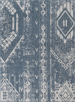 Blue 10' x 13' 1 Outdoor Bohemian Rectangle Area Rug Weather Resistant for Patio, Deck, Terrace, Balcony, Porch 100% Polypropylene Boho Carpet Mat for Sale at Rug Engine