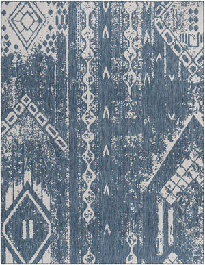 Blue 7' 10 x 10' Outdoor Bohemian Rectangle Area Rug Weather Resistant for Patio, Deck, Terrace, Balcony, Porch 100% Polypropylene Boho Carpet Mat for Sale at Rug Engine