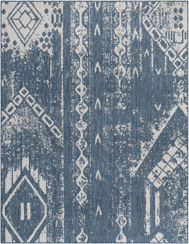 Blue 7' 10 x 10' Outdoor Bohemian Rectangle Area Rug Weather Resistant for Patio, Deck, Terrace, Balcony, Porch 100% Polypropylene Boho Carpet Mat for Sale at Rug Engine