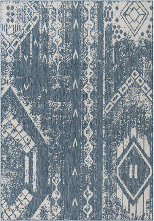 Blue 7' 1 x 10' Outdoor Bohemian Rectangle Area Rug Weather Resistant for Patio, Deck, Terrace, Balcony, Porch 100% Polypropylene Boho Carpet Mat for Sale at Rug Engine