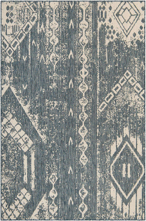 Blue 6' 1 x 9' Outdoor Bohemian Rectangle Area Rug Weather Resistant for Patio, Deck, Terrace, Balcony, Porch 100% Polypropylene Boho Carpet Mat for Sale at Rug Engine