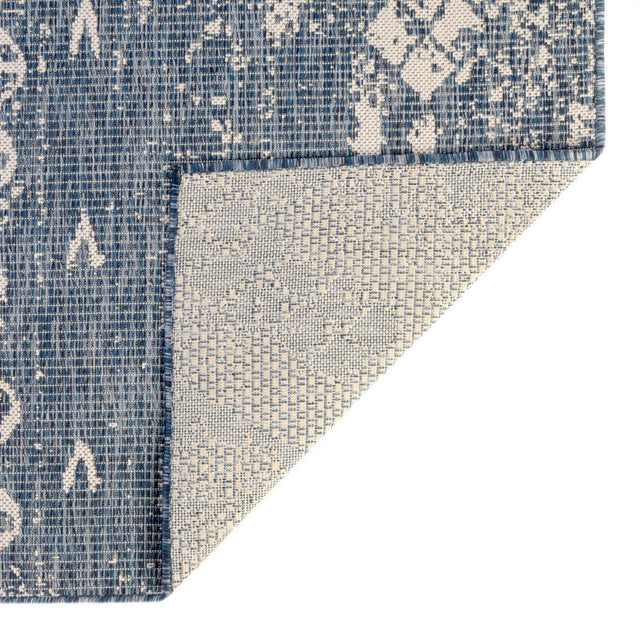 Blue 6' 1 x 9' Outdoor Bohemian Rectangle Area Rug Weather Resistant for Patio, Deck, Terrace, Balcony, Porch 100% Polypropylene Boho Carpet Mat for Sale at Rug Engine