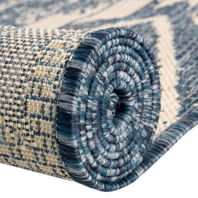 Blue 7' 10 x 10' Outdoor Bohemian Rectangle Area Rug Weather Resistant for Patio, Deck, Terrace, Balcony, Porch 100% Polypropylene Boho Carpet Mat for Sale at Rug Engine