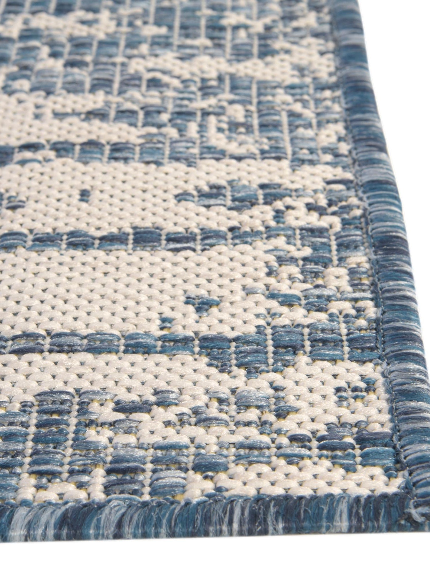 Blue 5' 3 x 5' 3 Outdoor Bohemian Square Area Rug Weather Resistant for Patio, Deck, Terrace, Balcony, Porch 100% Polypropylene Boho Carpet Mat for Sale at Rug Engine