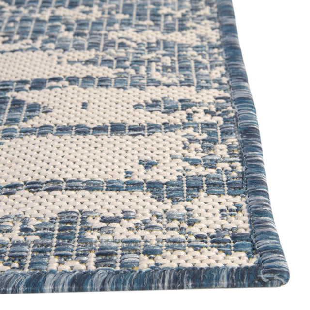 Blue 13' 1 x 13' 1 Outdoor Bohemian Square Area Rug Weather Resistant for Patio, Deck, Terrace, Balcony, Porch 100% Polypropylene Boho Carpet Mat for Sale at Rug Engine