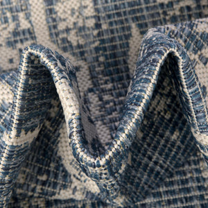Blue 7' 1 x 7' 1 Outdoor Bohemian Square Area Rug Weather Resistant for Patio, Deck, Terrace, Balcony, Porch 100% Polypropylene Boho Carpet Mat for Sale at Rug Engine