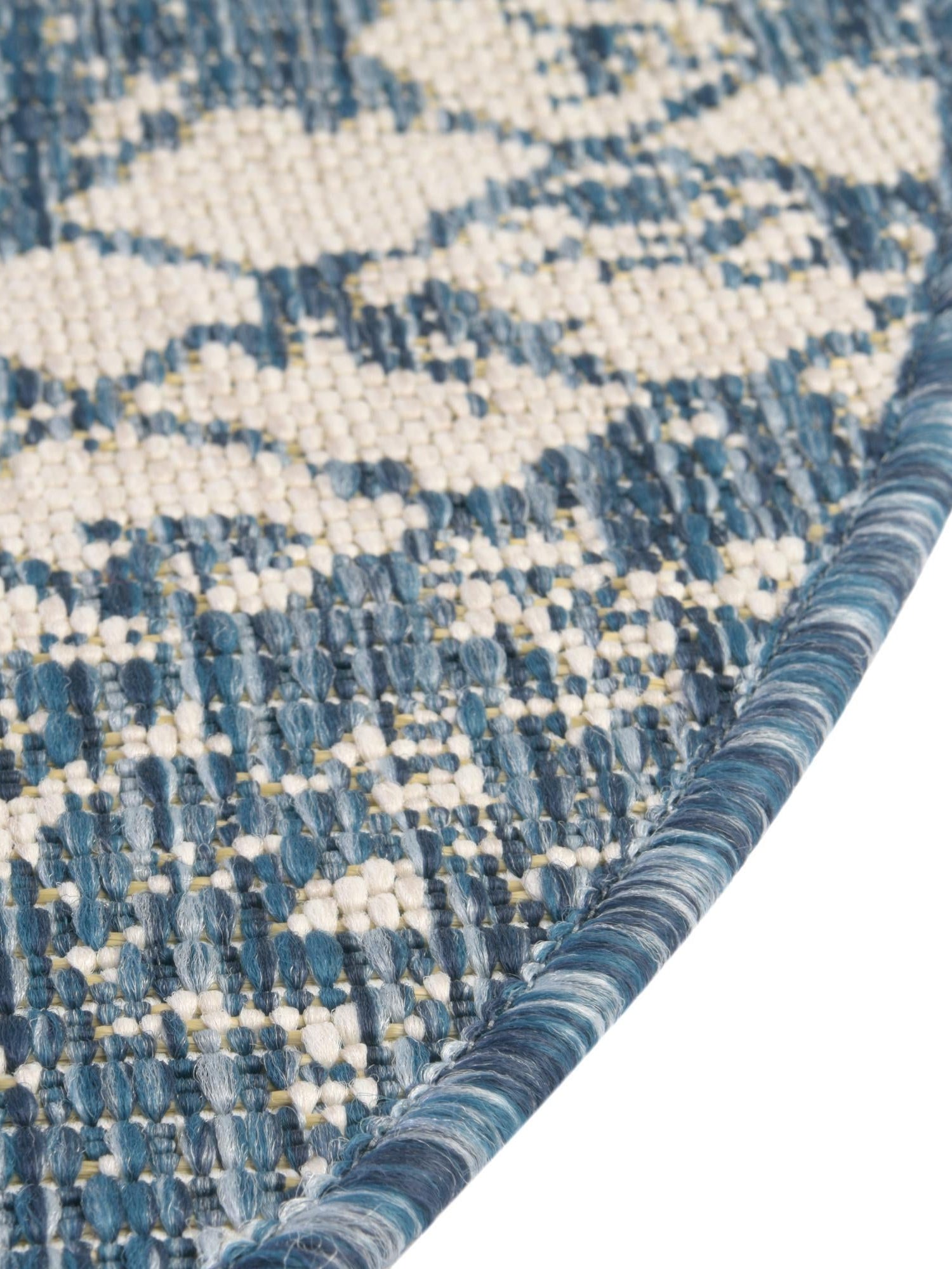 Blue 10' 8 x 10' 8 Outdoor Bohemian Round Area Rug Weather Resistant for Patio, Deck, Terrace, Balcony, Porch 100% Polypropylene Boho Carpet Mat for Sale at Rug Engine