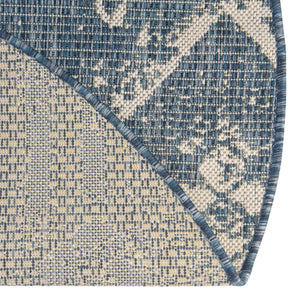Blue 7' 10 x 7' 10 Outdoor Bohemian Round Area Rug Weather Resistant for Patio, Deck, Terrace, Balcony, Porch 100% Polypropylene Boho Carpet Mat for Sale at Rug Engine